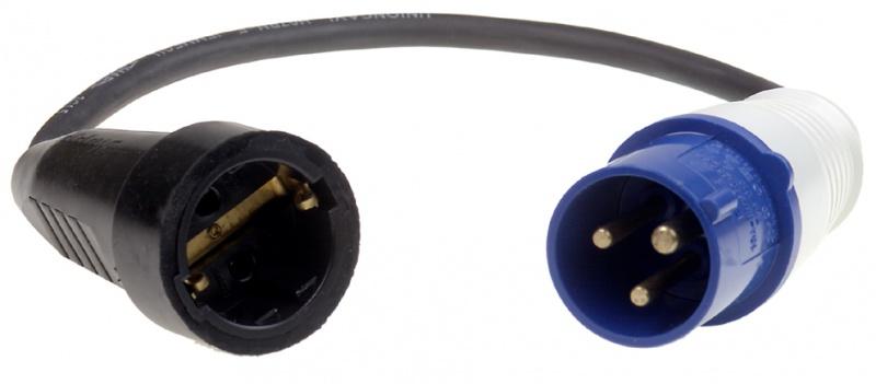 Connectra Verloopsnoer H07RN-F 3G1,5mm2 - 25cm CEE contaktstop naar Schuko